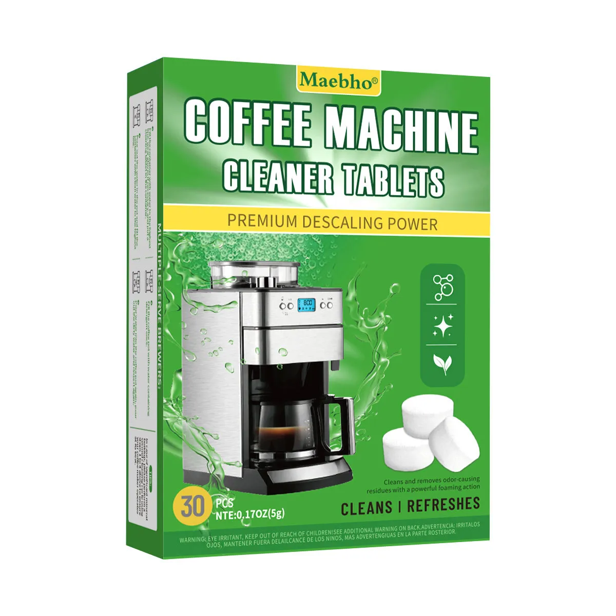 Coffee Machine Descaler Tablets – Effervescent Cleaner for Coffee Makers, Removes Limescale & Filter Grime, Maintenance & Care Tablets for All Brewers